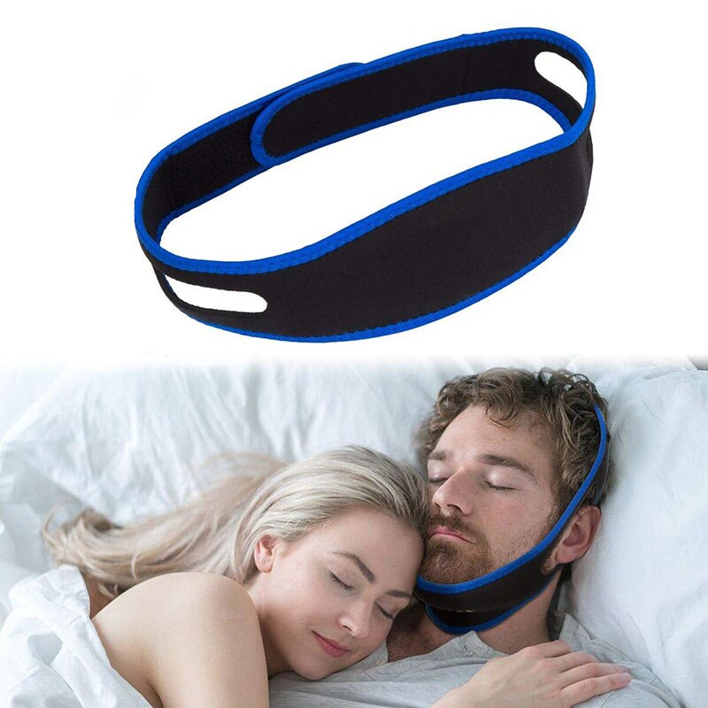 Anti-Snoring Chin Strap-for Sleep Apnea, Adjustable and Breathable Chin Strap for Cpap Users, Effective Snoring Solution to Stop Snoring for Men and Women (Blue and Black/Black)