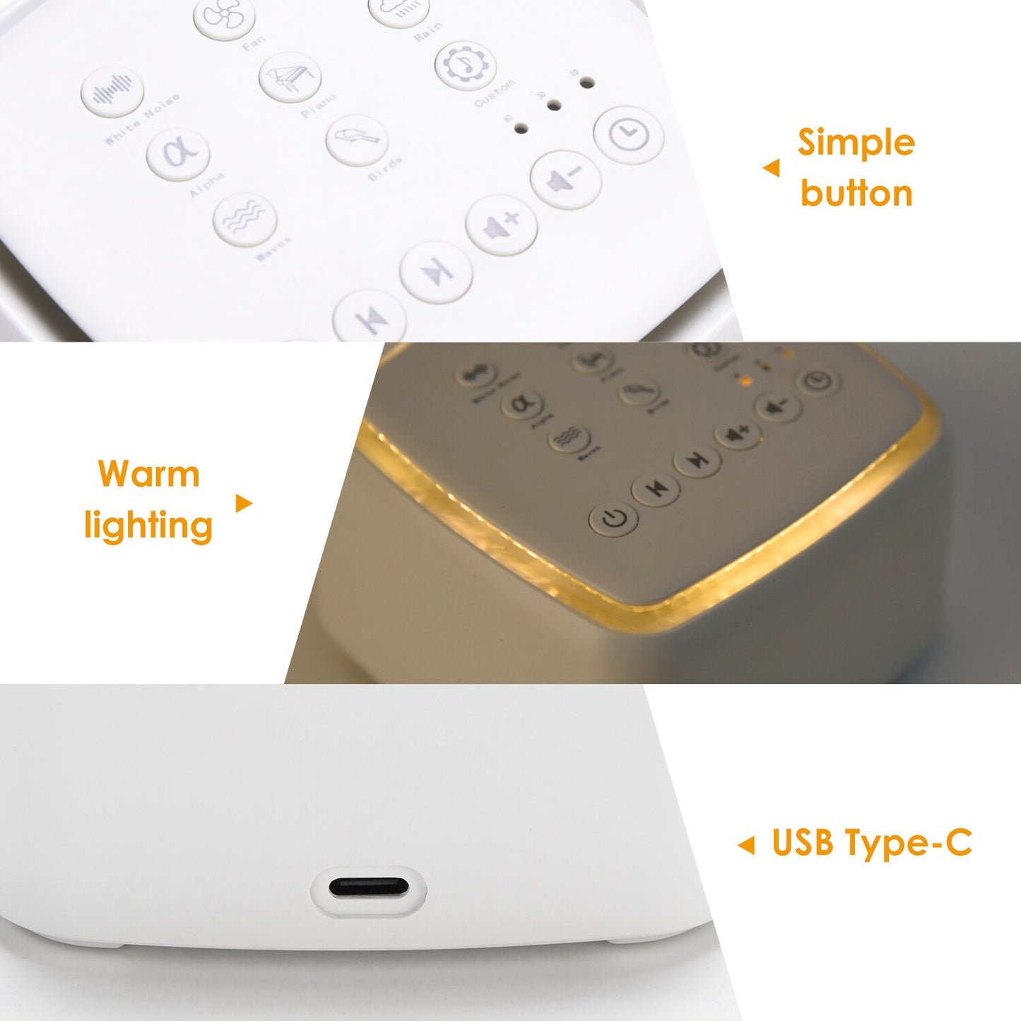 White Noise Machine Type-c Rechargeable Timed Shutdown Sleep Sound Machine For Sleeping Relaxation For Baby Adult Office Travel