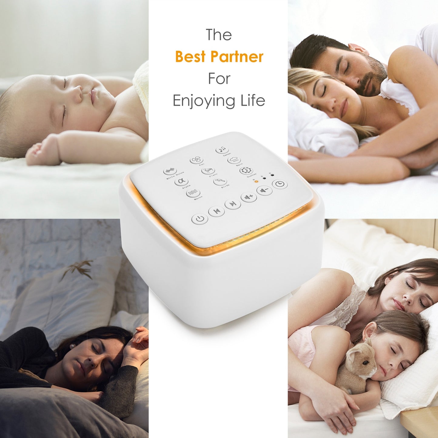 White Noise Machine Type-c Rechargeable Timed Shutdown Sleep Sound Machine For Sleeping Relaxation For Baby Adult Office Travel