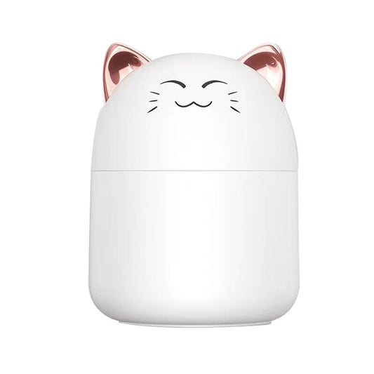 Cat Humidifier, Cute Pet Humidifier, 250ml Water Tank, LED Lights, Home, Office (Pink)